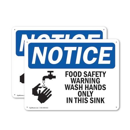 Signmission Food Safety Warning Wash Hands, 10 in W x Rectangle, Plastic OS-2PACK-NS-P-710-L-12840